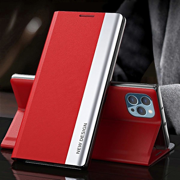 För iPhone 15 Pro PU Läder Flip Ställ Telefonfodral Elektropläterat Skyddsfodral Multicolor Style D