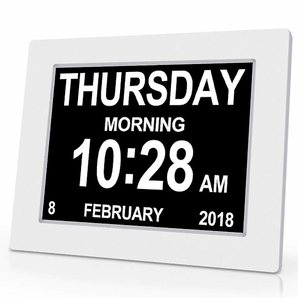 Digital Demens Klocka Kalender Klocka Dag Datum Klocka Stor display Stor Klar Oförkortad tid och datum white3