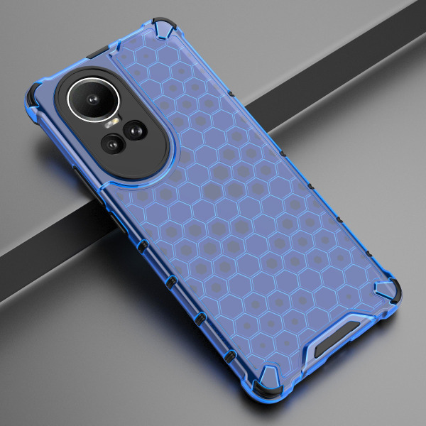 För Oppo Reno10 5g Honeycomb Texture Cover Drop-proof Tpu+pc phone case Blue