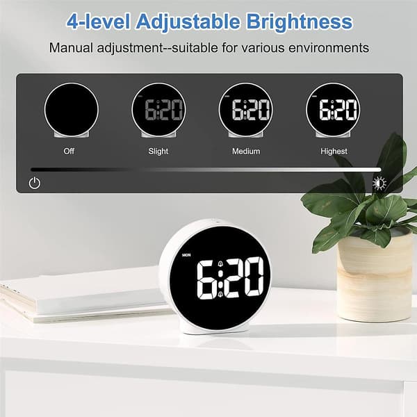 Väckarklocka Digital reseväckarklockor Bedside Batteri Nätdriven Dubbla högljudda larm för tunga sovande Klocka Vit White