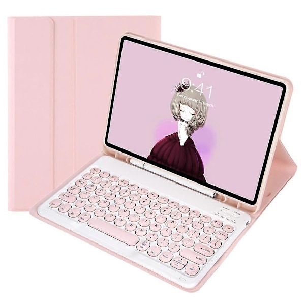 Type B YA710B For Samsung Galaxy Tab S9 FE X510/X516 Rund Tast Bluetooth Tastatur TPU Nettbrett Multicolor Style B