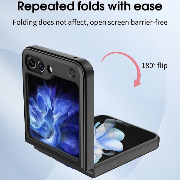 Puhelinkotelo Samsung Galaxy Z Flip5 5G:lle, liukukameran suojus PC+TPU pudotussuojattu jalustakotelo Rose Gold