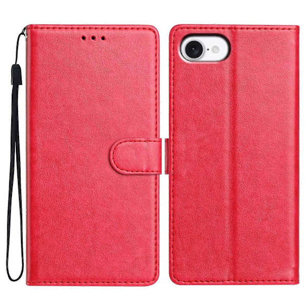 Læderetui med pung og stativ til iPhone 16e med praktisk rem Multicolor Rose