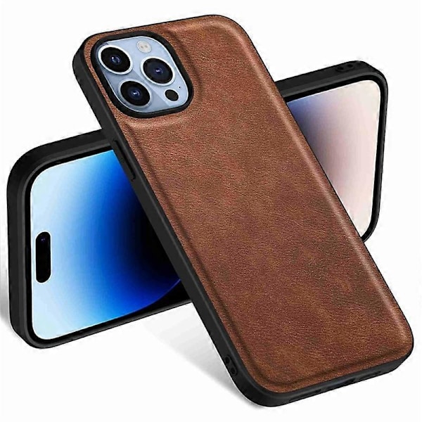 Mobilskal för iPhone 15 Pro Max Fodral PU Läderbelagd TPU+PC Smartphone Skal Multicolor Style D