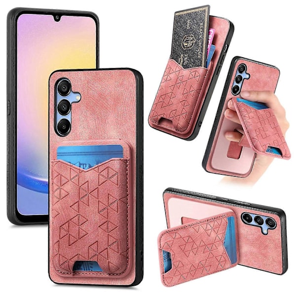 Til Samsung Galaxy A15 4G/5G Etui med Præget Mønster, Kortholder, Støttefod, Læder Bagside Cover Multicolor Style A