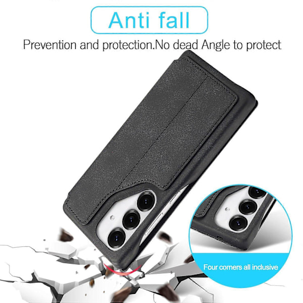 LC.IMEEKE Etui til Samsung Galaxy S25 med Kortholder, Støttefod og Lædercover Multicolor Black