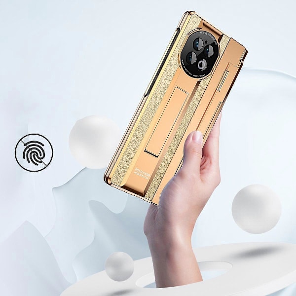 För vivo X Fold2 Ställ Telefonfodral PU Läder+PC Stöttåligt Skyddsfodral med Glasfilm Multicolor Style B