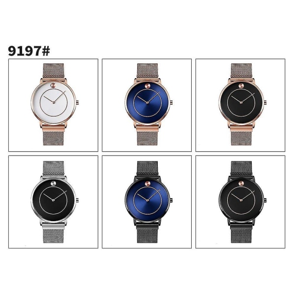 Skmei 9197 Yksinkertainen kvartsikello naisille Black Shell Black Surface