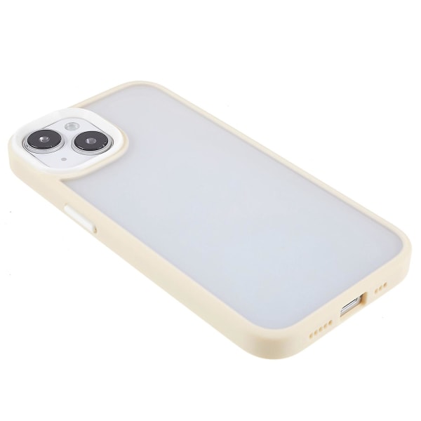För Iphone 15 Plus anti-scratch phone case Candy Color Tpu+acrylic Skin-touch Cover Beige