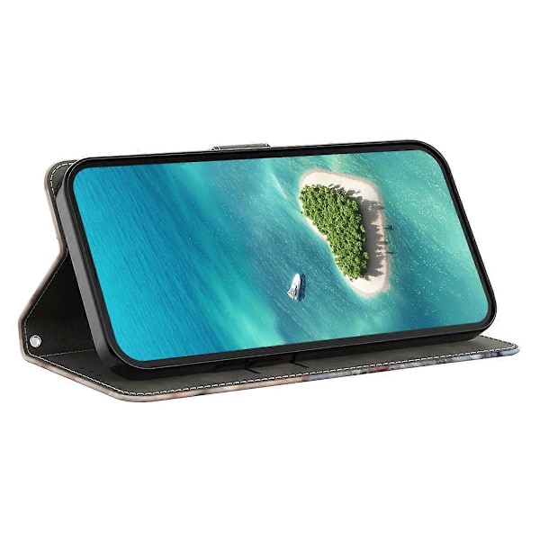 För iPhone 16 Pro Skal Mönstertryckt Skyddande Läder Flip Fodral - Panda Multicolor Skull