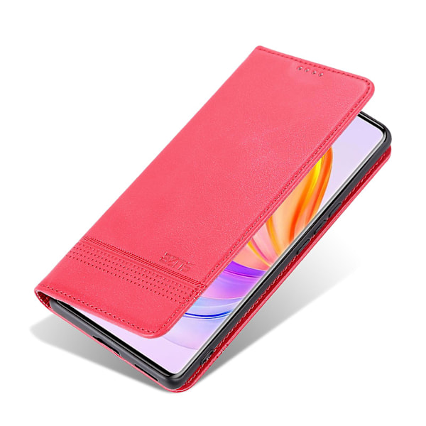 Azns For Honor 80 Se 5g Pu Läder Plånbok Phone case Flip Folio Stand Magnetisk Autoabsorberad Cover Red