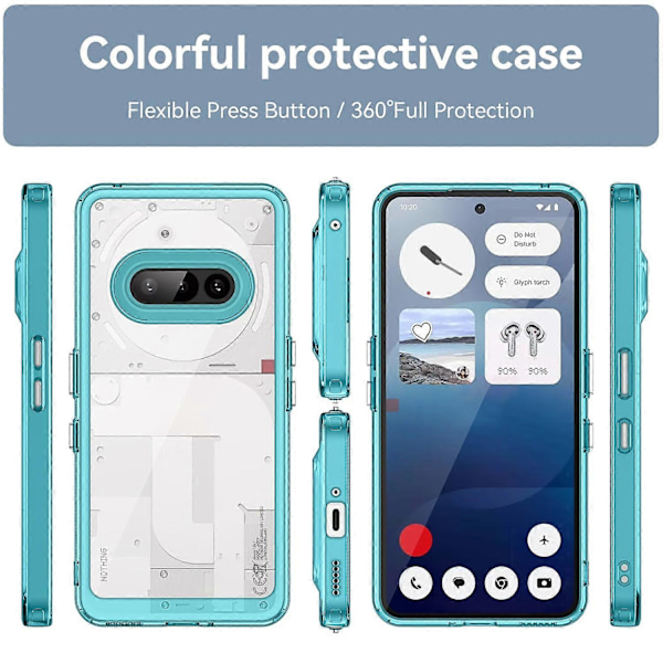 Skal för Nothing Phone (3a) TPU+Akryl Skyddande Transparent Mobilskal Multicolor Transparent Blue