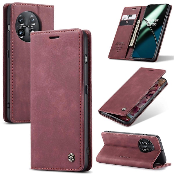 CASEME 013 -sarjan puhelinkotelo OnePlus 11 5G:lle, magneettinen läppä PU-nahkakotelo lompakolla ja jalustalla Multicolor Style B