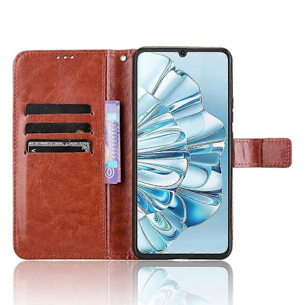 Til Cubot A20 Etui Crazy Horse Tekstur PU Læder Telefon Wallet Cover - Guld Multicolor Brown