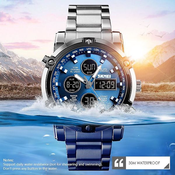 SKEMI 1389 Quartz Man Watch Unik Mode Sport Casual Märke Quartz Clock Double Movement blue