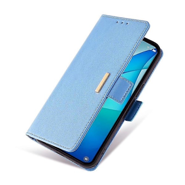 Læder Wallet Case med RFID-blokering og stativ til Realme GT 7 Pro 5G med håndrem - Grøn Multicolor Blue
