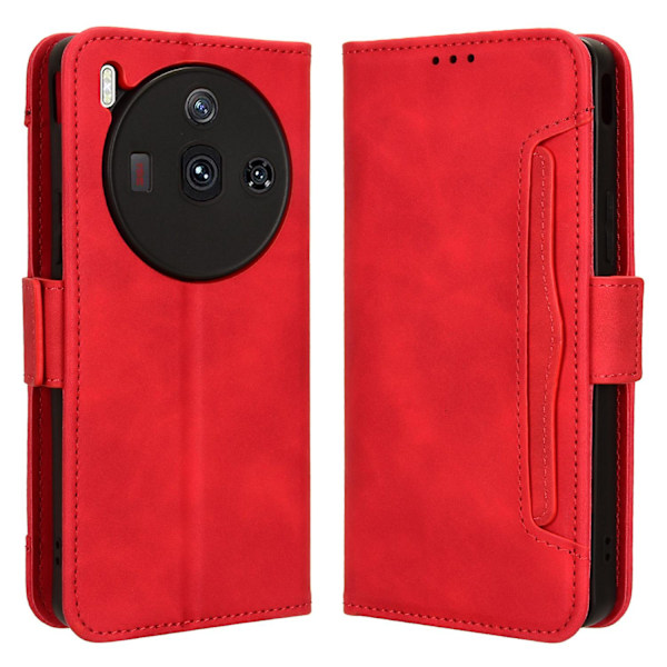 För Zte Nubia Z50s Pro 5g Pu Läder Stativ Cover Flera kortplatser Plånbok Folio Phone case Red