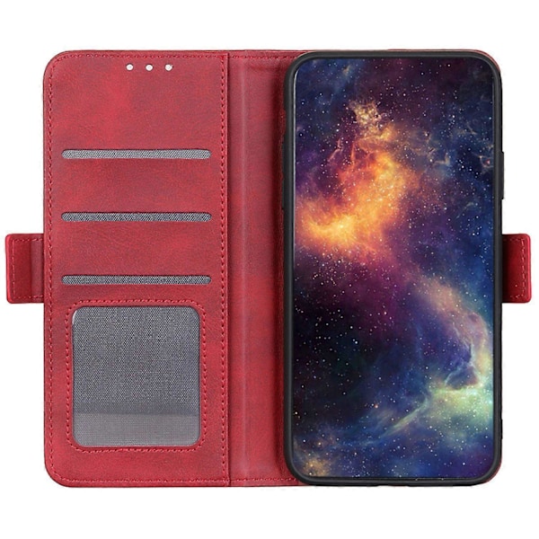 iPhone 16 Plus -kotelo PU-nahkainen lompakkokotelo sivumagneettilukolla - Musta Multicolor Red