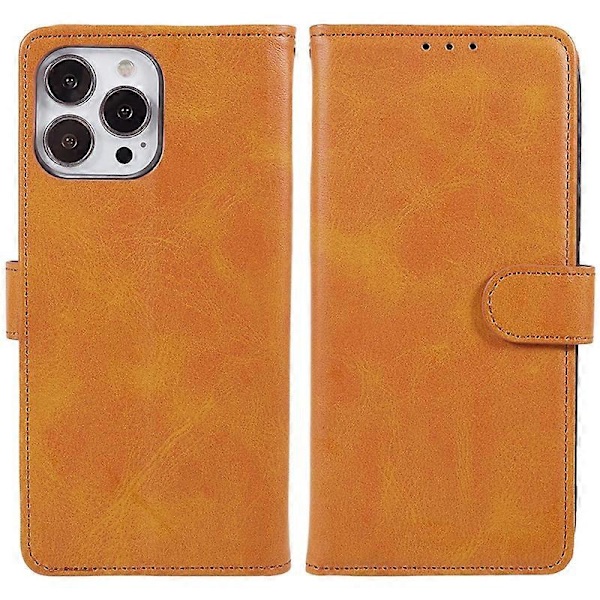 Kalvetekstur PU læder telefoncover med pung og stativ til iPhone 13 Pro Max Multicolor Style E