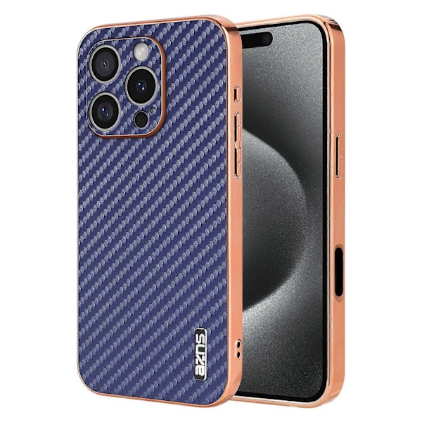 AZNS Skal för iPhone 16 Pro Max Elektropläterad Kolfibertextur PU+TPU Telefonskal Multicolor Style D