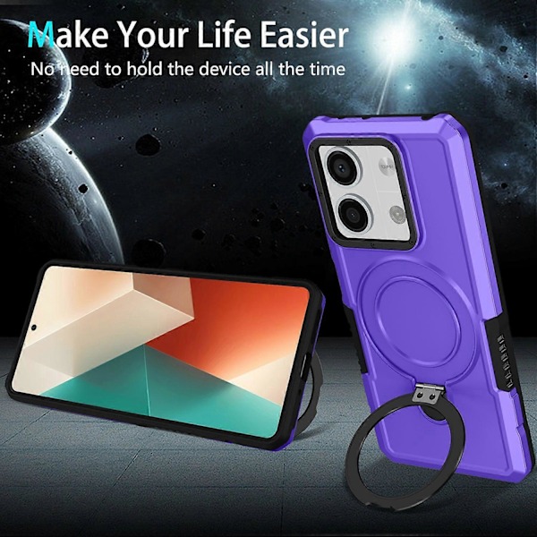 Skal med ringhållare och stativ i TPU+PC för Xiaomi Redmi Note 13 5G Multicolor Style H