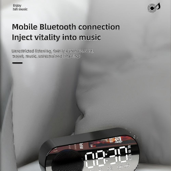 Led väckarklocka för Bluetooth högtalare, FM-radio, familj (vit)