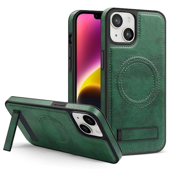 Skal för iPhone 14 Plus Kompatibelt med MagSafe Slim-Fit PU Läderbelagd TPU+PC Skal Multicolor Style C