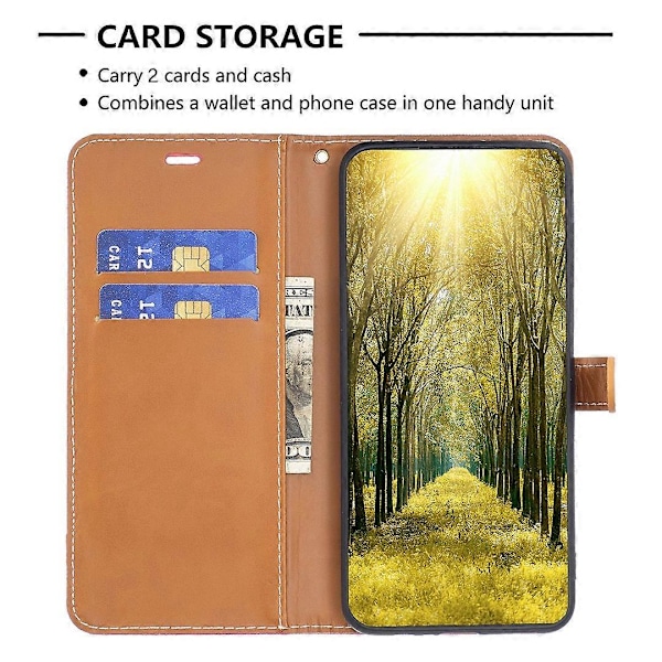 Til Samsung Galaxy A15 4G Etui Jeansstof Splejsning PU Læder Telefon Cover Multicolor Style B