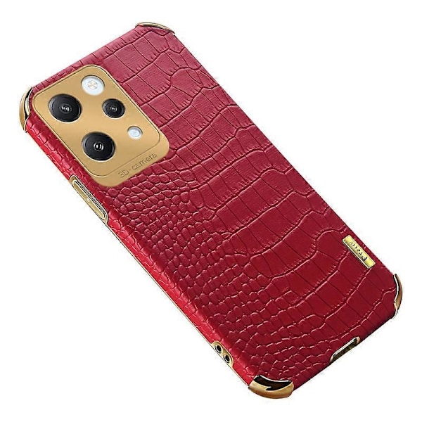 Skal för Xiaomi Redmi 12 4G Elektropläterad Krokodiltextur Läder+TPU Mobilskal Multicolor Style C