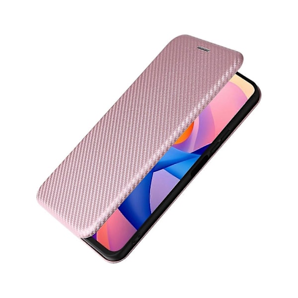 För TCL 60R 5G/ 60 5G Fodral Kolfibertextur Fallsäkert PU Läder Telefonskal Multicolor Rose Gold