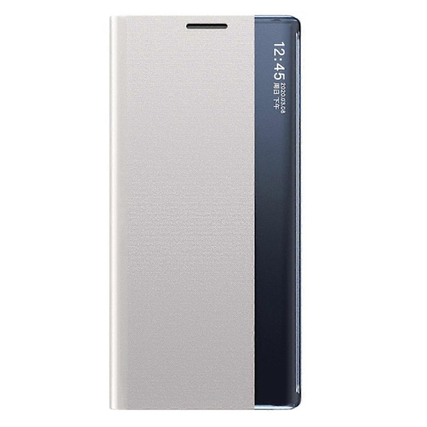 För Samsung Galaxy S22+ 5G Fönsterfodral Anti-fall PU Läder Auto-absorberande Ställ Telefonskal