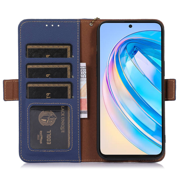 För Huawei Nova Y91 4g/enjoy 60x Phone case Rfid Blocking Läder Litchi Texture Stand Cover Sapphire