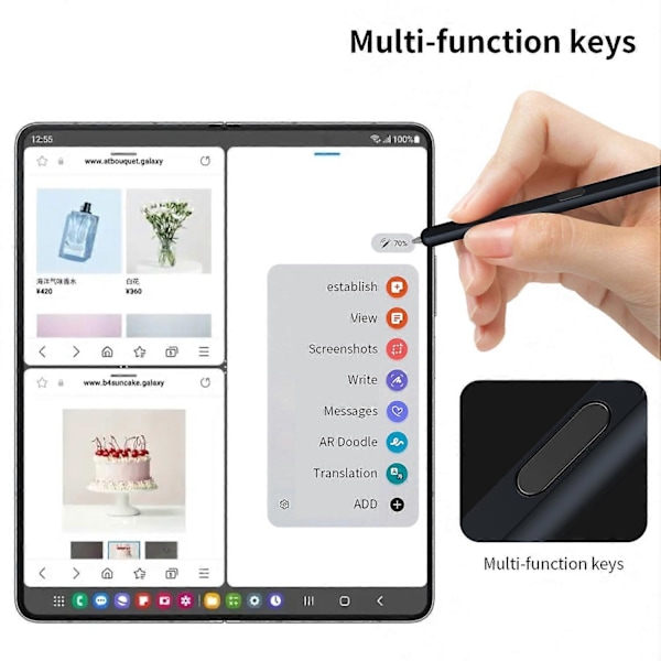 Type C -sylinterikynä Samsung Galaxy Z Fold6 5G/Z Fold5 5G/Z Fold4 5G/Z Fold3 5G -puhelimille, sähkömagneettinen Multicolor Style A