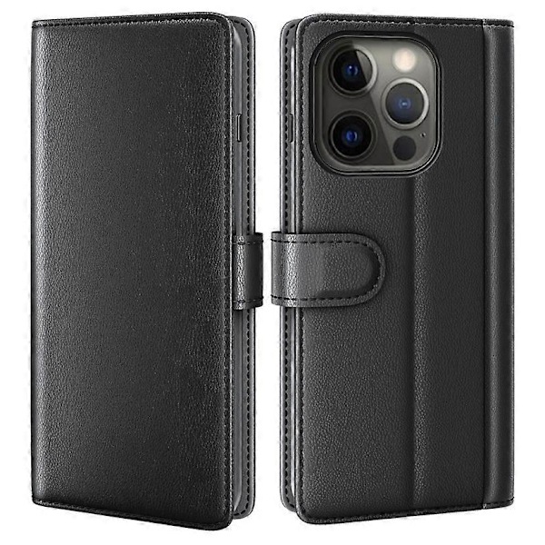 Aitoa nahkaa magneettilukolla varustettu lompakkokotelo jalustalla iPhone 13 Pro 6.1 tuumalle