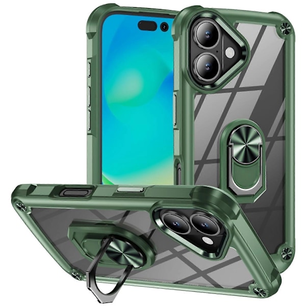 Skal till iPhone 16 Plus med linsskydd i legering, PC+TPU, stativ Multicolor Style F