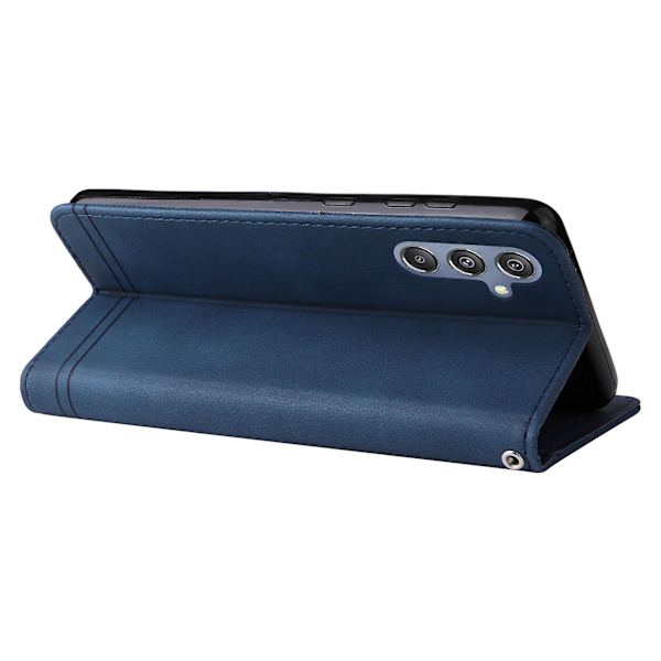 För Samsung Galaxy F34 5g/m34 5g Imprinted Lines Stand Cover Anti-drop Pu Läder Phone case Blue