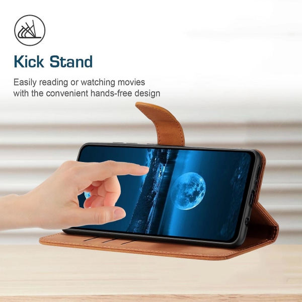 Ht05 Flip Cover För Oppo Reno10 Pro+ 5g, Skinn-touch Feeling Stand Plånbok Imprinted Line Phone case Brown