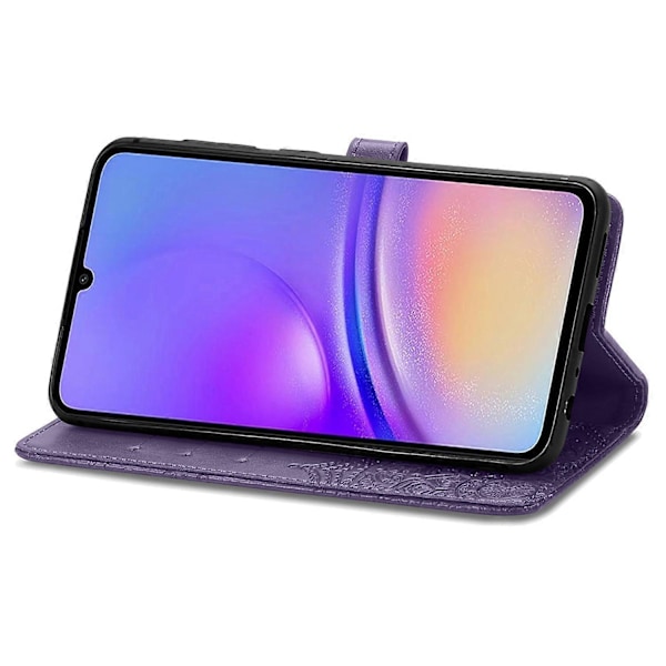Til Samsung Galaxy A06 Etui Mandala Præget Design Læder Wallet Telefon Cover - Grå Multicolor Purple
