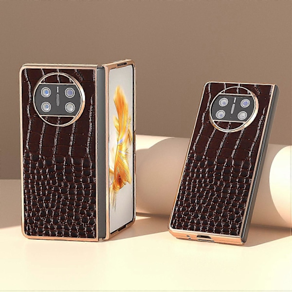 Til Huawei Mate X3 5G Krokodillemønster Telefoncover Ægte Koskindslæder + PC Elektropletteringscover Multicolor Style B