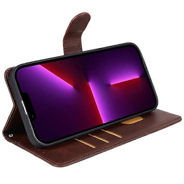 Kalvtextur PU Läder Plånboksfodral med Ställ för iPhone 13 Pro Max Multicolor Style F