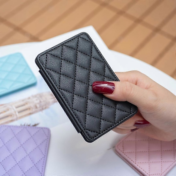 BFK05 3D Rhombus -kuvioinen itseliimautuva puhelimen takakorttiteline PU-nahkainen korttilaukku - Vihreä Multicolor Black