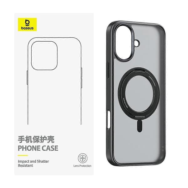 BASEUS Smart Ring Series til iPhone 16 Plus Kompatibelt Telefoncover TPU+PC Støtteben Cover