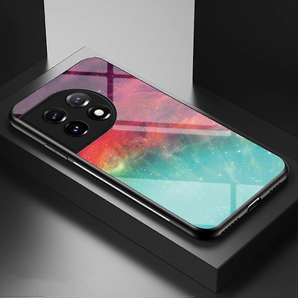 Mobilskal för OnePlus 11 5G, Härdat glas+PC+TPU Stjärnhimmel Mönstertryck Skyddande Skal Multicolor Style C