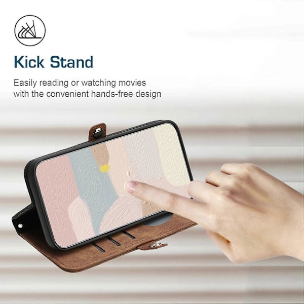 YX0020 Plånboksfodral i Läder för Samsung Galaxy A15 5G Multicolor Coffee