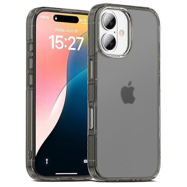 For iPhone 16 Plus Deksel Støtsikker TPU+PC Matt Bakside - Hvit Multicolor Brown