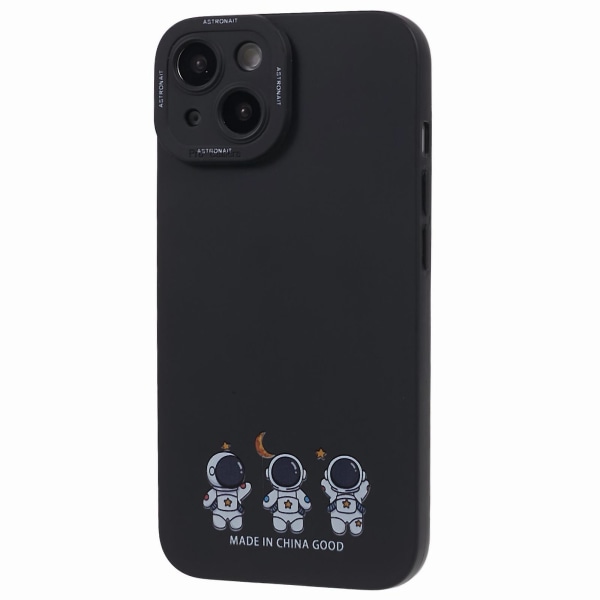 Roligt tecknat Astronaut phone case för Iphone 13, mjukt Tpu reptåligt cover Three Astronauts Black