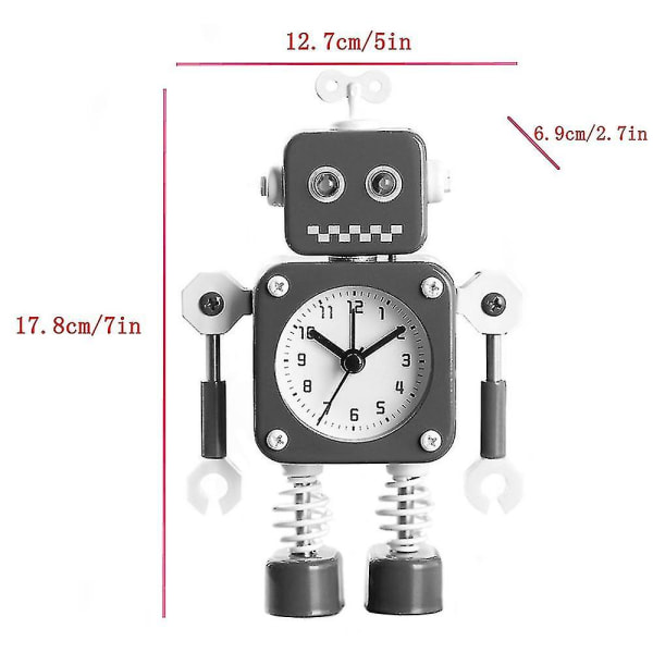 Robot Väckarklocka Student Pennställ Klocka Metallskal Röd Raoliang