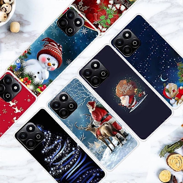 TPU Telefoncover til Honor Play 60 Plus 5G/200 Smart 5G/Play 9T/X7c 4G Festligt Julemønster Multicolor Style C