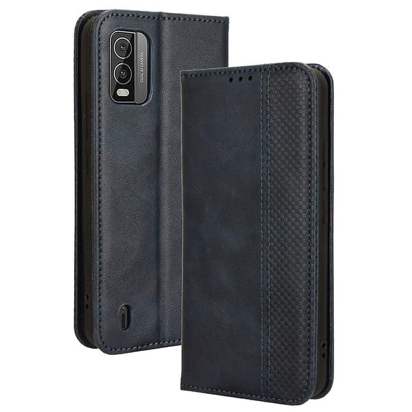 För Nokia C210 Case Plånbok Retro Pu Läder Skyddstelefon Cover Blue