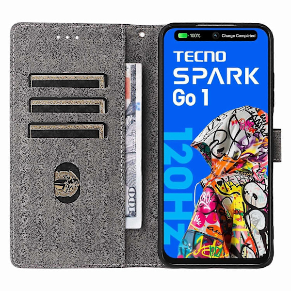 TECNO Spark Go 2025/Spark Go 1/Pop 9 Lompakkokotelo RFID-suojauksella PU-nahkakansi jalustalla Multicolor Style A